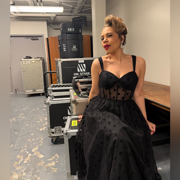 Elegant Black Polka Dot Dress - Picture 3 of 3